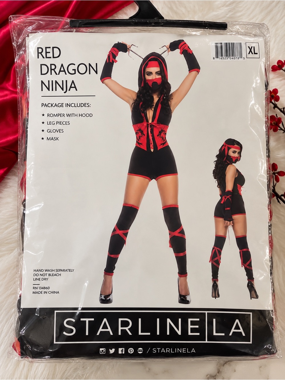 Red Dragon Ninja Romper - Red & Black